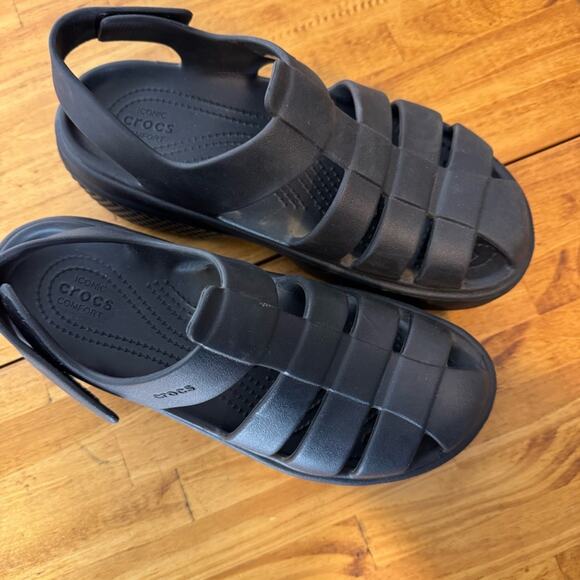 Crocs Unisex Stomp Fisherman Sandals Platform Black Strappy Size 9 Women’s - Picture 4 of 7